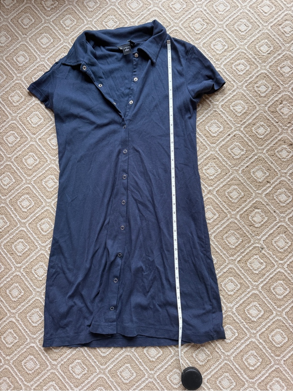 Women's Navy Button-Front 100% Cotton 90s dress